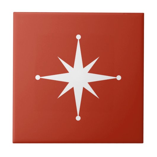 Carreau rouge Starburst milieu du siècle moderne Rétro (Devant)