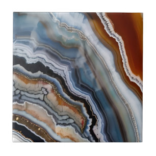 Carreau Rouge Terracotta Blanc Noir Bleu Or Géode d'âge