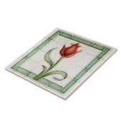 Carreau Rouge Vert Tulipe Décor Nouveau Art Gibbons (Côté)