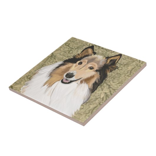 Carreau Rough Collie Portrait (Côté)