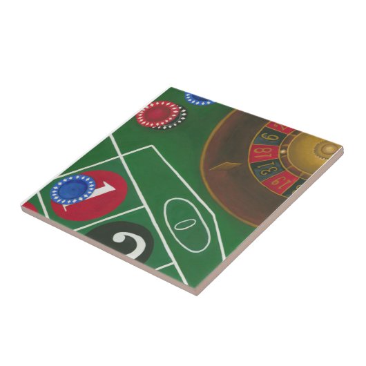 Carreau Roulette Table avec puces et roue (Côté)