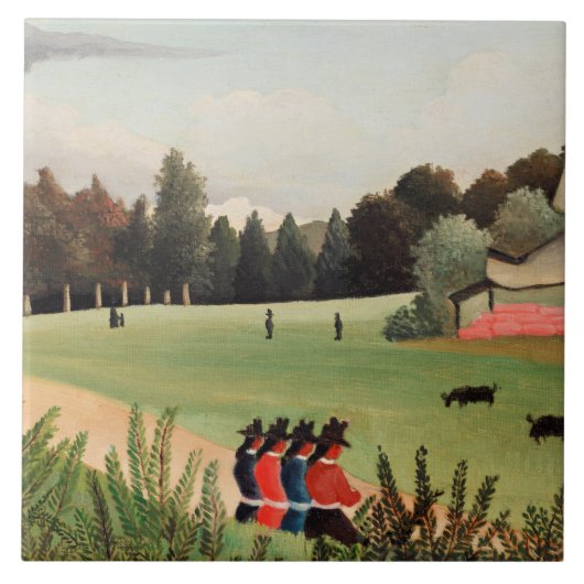 Carreau Rousseau - Paysage et quatre jeunes filles (Devant)
