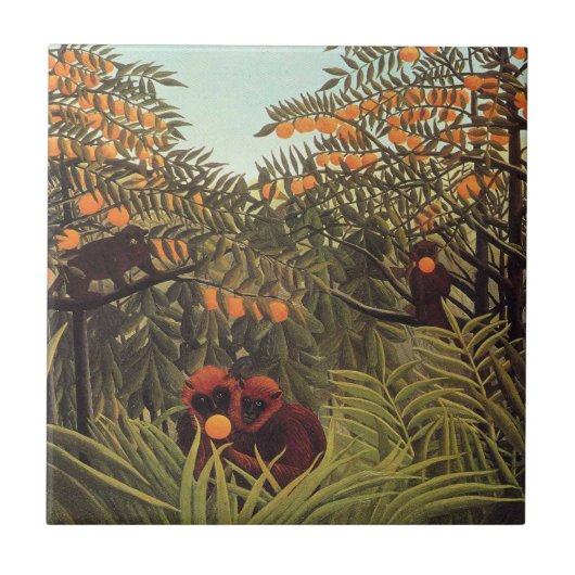 Carreau Rousseau - Singes dans le verger d'orangers (Devant)