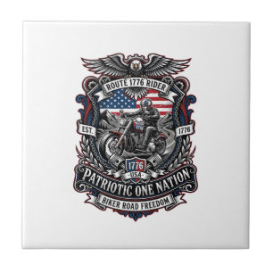 Carreau Route patriotique 1776 Cavalier Motard Route Liber