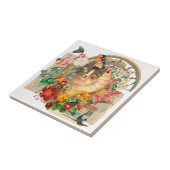 Carreau Royal Cat avec Ami Bird et Fleur sauvage (Côté)