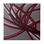 Carreau Ruban Abstrait Gris et Bourgogne | Grand<br><div class="desc">La carreaux de céramique grise et bordeaux présente une composition artistique abstraite de ruban aux tons de vin bordeaux et gris aux accents blancs sur un arrière - plan gris.</div>