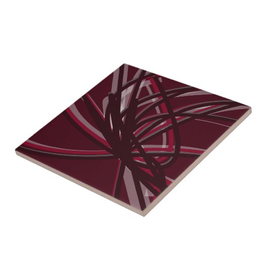 Carreau Rubans Abstraits de Bourgogne et gris (Côté)