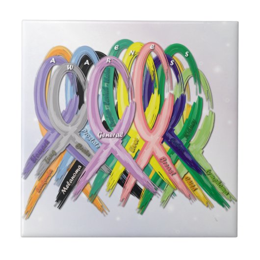 Carreau Rubans de conscience de Cancer (Devant)