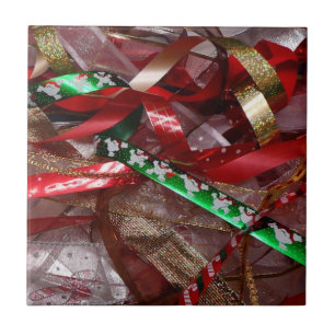 Carreau Rubans de Noël Rouge Vert et Or Fêtes