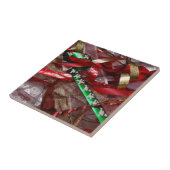 Carreau Rubans de Noël Rouge Vert et Or Vacances (Côté)