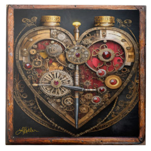 Carreau Rubies Et Engrenages Coeur Steampunk Series