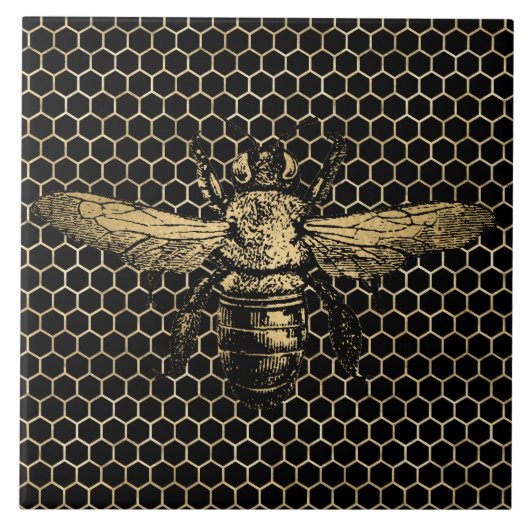 Carreau Ruche Rustique Or Nid d'Abeille Noir (Devant)