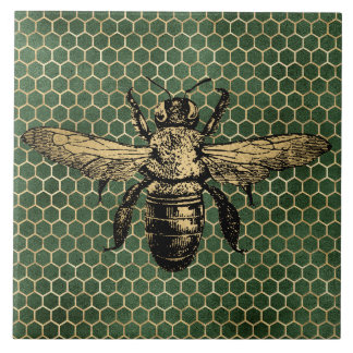 Carreau Ruche Rustique Or Nid d'Abeille Vert
