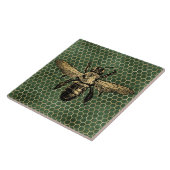 Carreau Ruche Rustique Or Nid d'Abeille Vert (Côté)