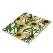 Carreau Rudbekia jaune sur blanc (Côté)