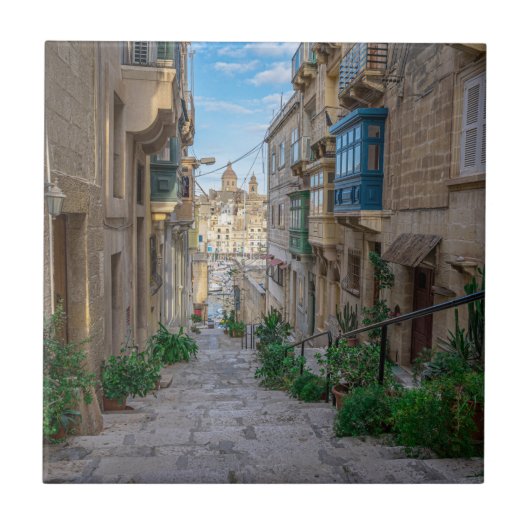 Carreau Rue de pierre étroite à Malte (Devant)