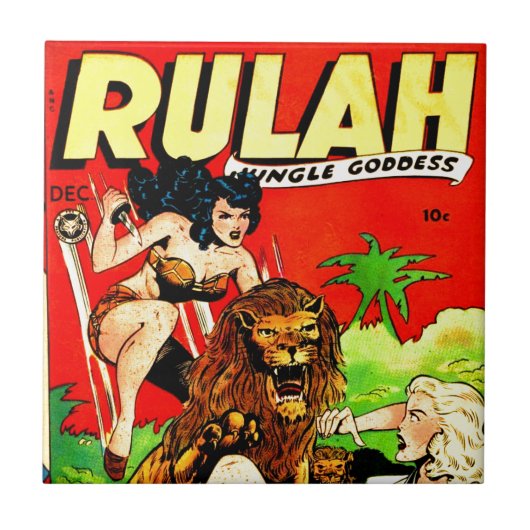 Carreau Rulah et un grand lion effrayant (Devant)