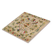 Carreau Rumal : couverture carrée de broderie montrant le (Côté)