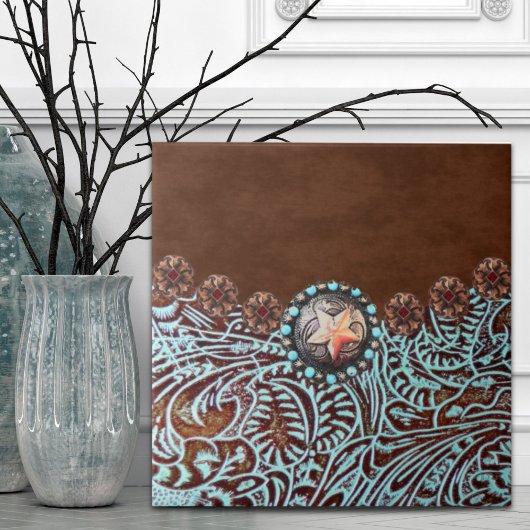 Carreau Russe Brown Turquoise Cowboy Pays de l'Ouest