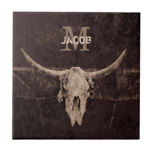 Carreau Russe Ouest Brown Beige Vieux Taureau Monogramme