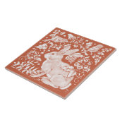 Carreau Rust Brown lapin Lapin Oiseau Bois rustique (Côté)