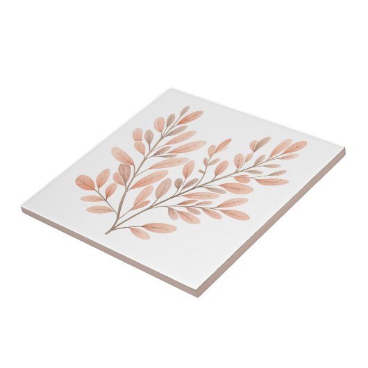 Carreau Rust Terracotta Brown Feuilles Botaniques (Côté)