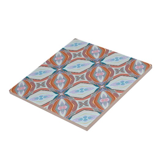 Carreau Rust unique, Turquoise, Bleu clair et rose Motif D (Côté)