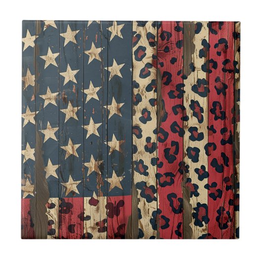 Carreau Rustic American Flag Leopard Print (1) (Devant)