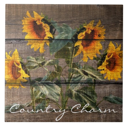 Carreau Rustic Barn Wood Sunflower (Devant)