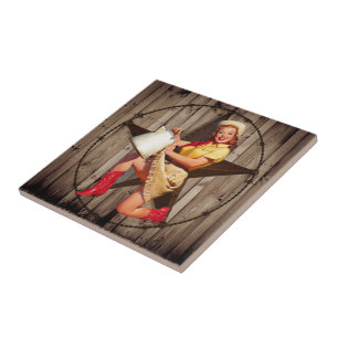 Carreau rustic BarnWood Texas star western country cowgirl