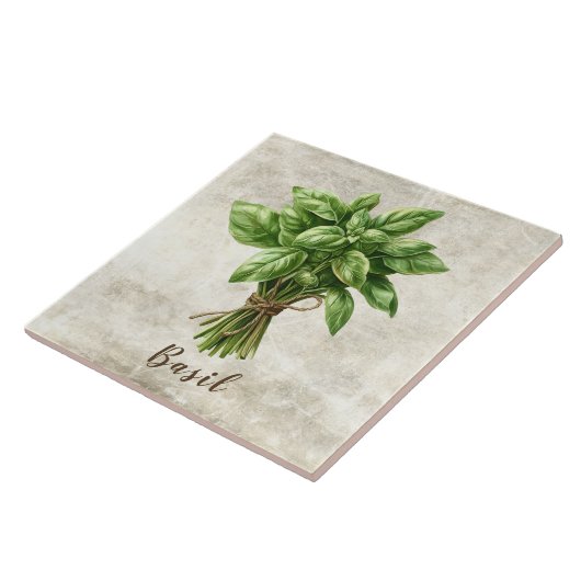 Carreau Rustic Basil Herb Spice Faux Ceramic Tile (Côté)