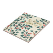 Carreau Rustic Bird et Poinsettia Motif de Noël (7) (Côté)