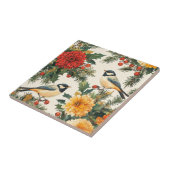 Carreau Rustic Bird et Poinsettia Motif de Noël (9) (Côté)