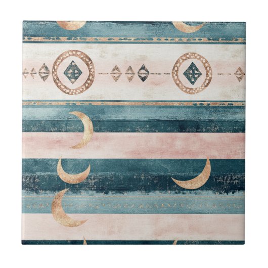 Carreau Rustic Celestial Stripe Moon Sun Earthy (10) (Devant)
