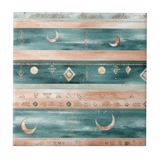 Carreau Rustic Celestial Stripe Moon Sun Earthy (9) (Devant)