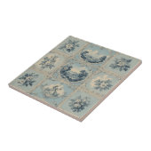 Carreau Rustic Country Floral Motif Distressed Mute Tones (Côté)