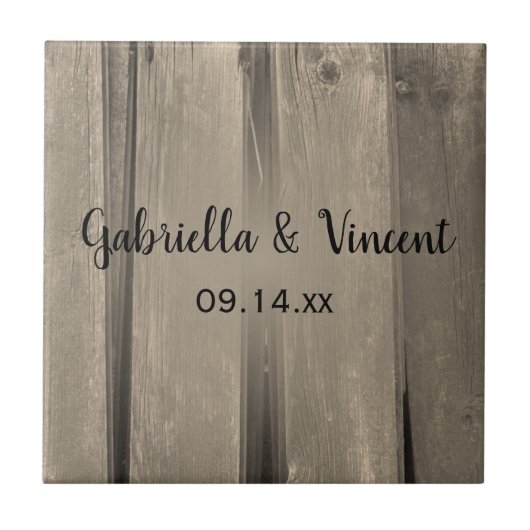 Carreau Rustic Country Grange Mariage en bois (Devant)