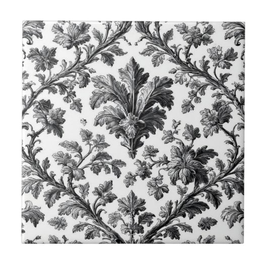 Carreau Rustic Countryside Floral Motif Monochrome Elegant (Devant)