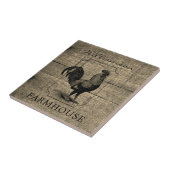 Carreau Rustic Farmhouse Rooster Grange Bois Nom de famill (Côté)