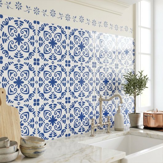 Carreau Rustic Mediterranean Navy Blue White