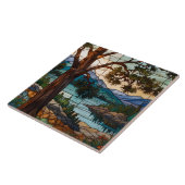 Carreau Rustic mountain range landscape stain glass  (Côté)