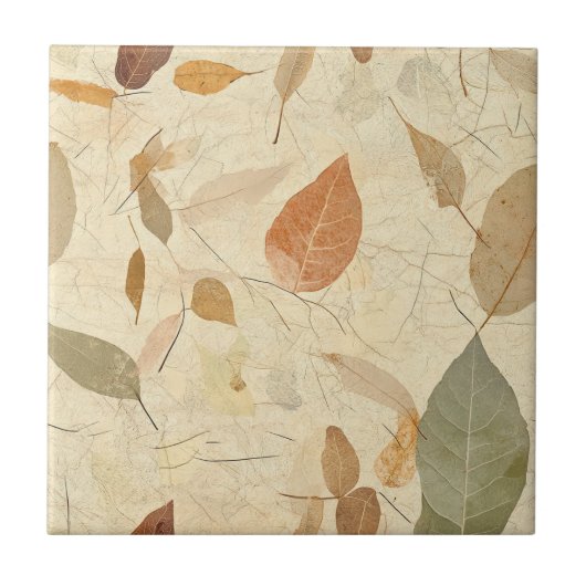 Carreau Rustic Nature-Inspired Leaf - Botanical Art (3) (Devant)