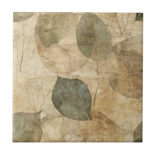 Carreau Rustic Nature-Inspired Leaf - Botanical Art (6) (Devant)