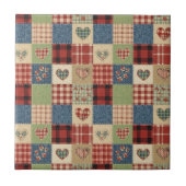 Carreau Rustic Patchwork Hearts Picnic Pattern (5) (Devant)