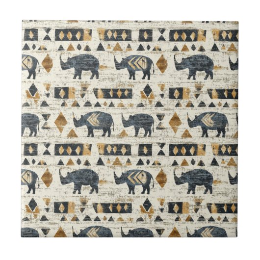 Carreau Rustic Rhino Tribal Pattern (1) (Devant)