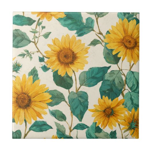 Carreau Rustic Sunflower Watercolor Floral Farmhouse (Devant)