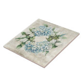 Carreau Rustic Watercolor Blue Hydrangea Tulips Wreath (Côté)