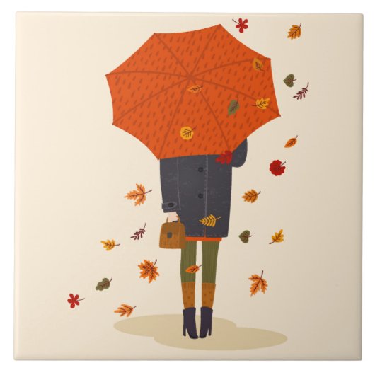 Carreau Rustique Autumn Umbrella Girl (Devant)