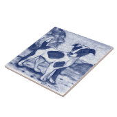 Carreau Rustique Jack Russell Terrier Chien Blue Delft Ded (Côté)
