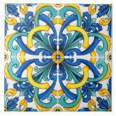 Carreau Rustique Jaune Et Bleu Méditerranée (Devant)